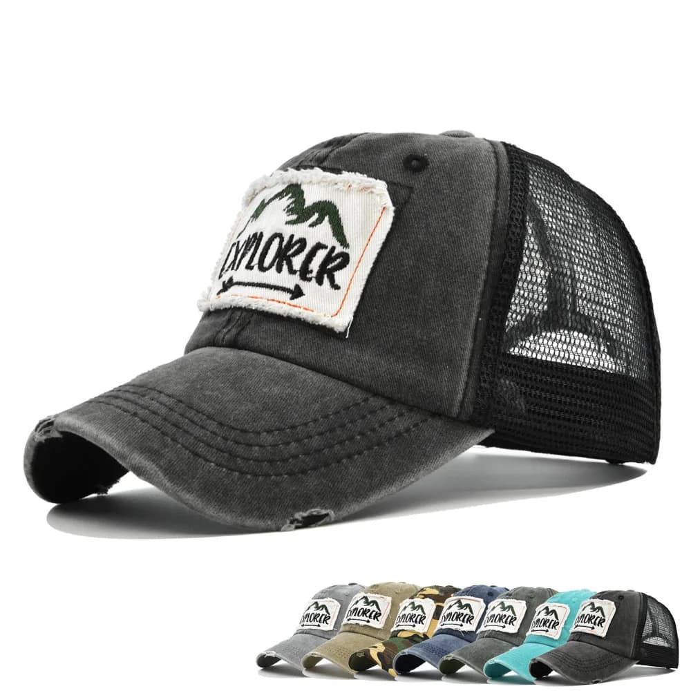 Streetwear Letter Embroidered Mesh Baseball Cap for Men Women Breathable Adjustable Hip Hop Snapback Outdoor Sport Sun Visor Hat