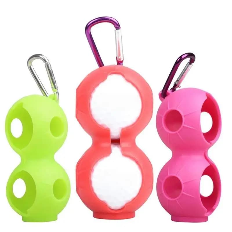 Silicone Golf Ball Holder With Carabiner Clip Portable 2 Balls Storage Protective Sleeve For Golf Sports Training Accessory