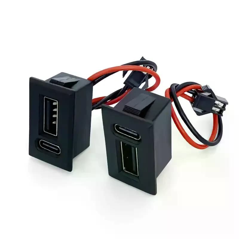 USB Female Base Type-C Double-Layer Socket Lamp Charging Socket Power Phone Socket With Cable Connector