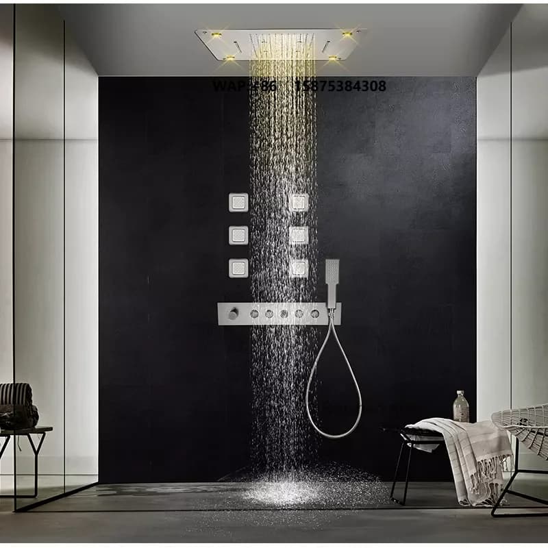 Aida Full Function Concealed Brass Shower Sets Metal Grey Shower Faucets Bathroom High Quality Thermostatic Faucets Set