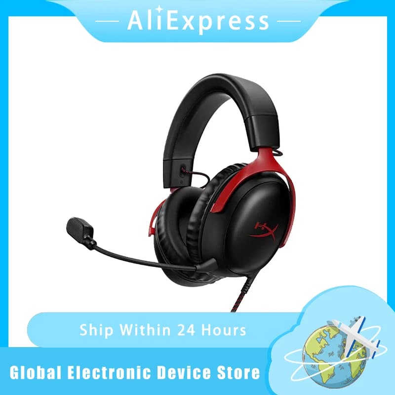 HyperX Cloud III Headphones DTS Sound Surround Detachable Microphone with USB 2.0 Audio Card for PC PS5 PS4 Xbox