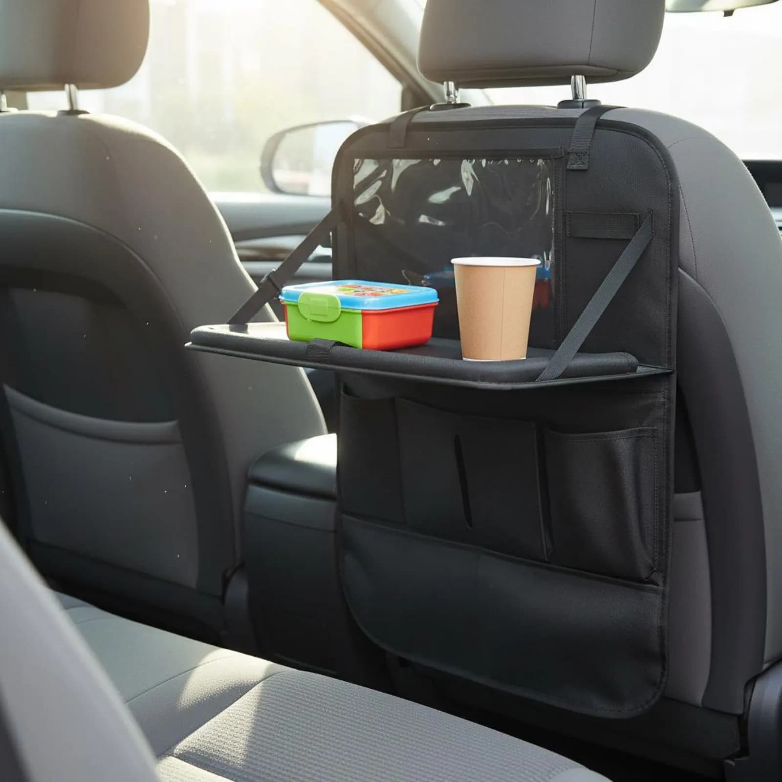 Organizer per Sedile Auto con Vassoio, Porta Tablet Salvaspazio per Sedile Posteriore, Borsa Portaoggetti per Veicoli, Facile da Pulire