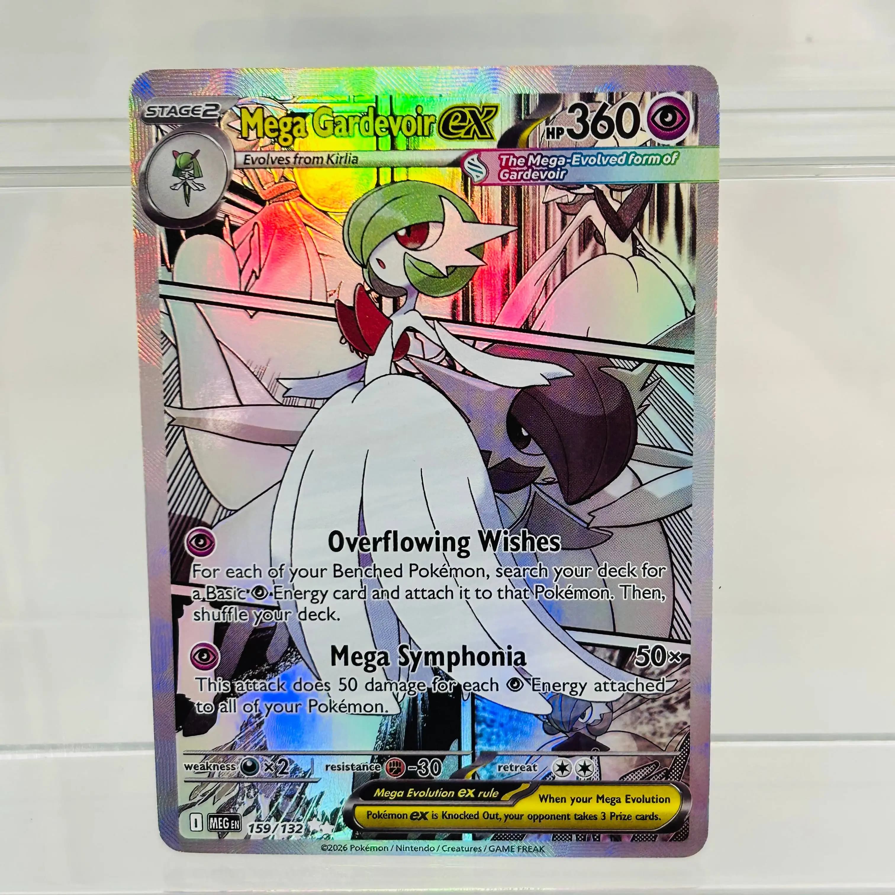 Pokemon English Mega Gardevoir ex 159/132 DIY Holographic Foil Card, Perfect Condition Premium Anime Collection Card