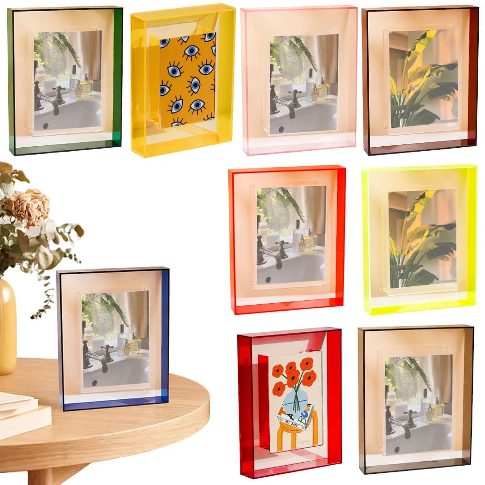 5 inch acrylic photo holder Decorative image display Floating frame for table gallery display