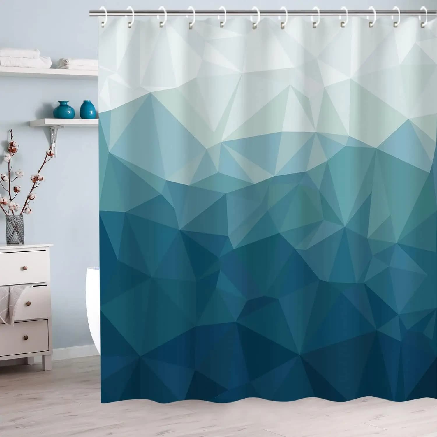 RosieLily Tende da doccia geometriche - Blu navy e grigio Ombre Mountain Design moderno per l'arredamento del bagno dei ragazzi contemporanei, 72" x