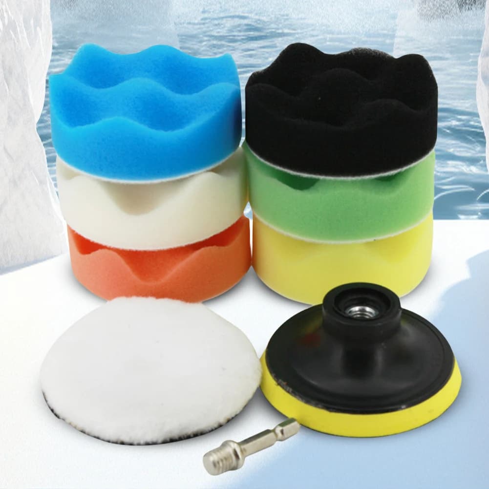 9 pz 5 pollici tamponi per lucidatura per auto spugna schiuma kit lana auto lucidatore tamponi kit riutilizzabile buffer ruota lucidatore per levigatura ceretta