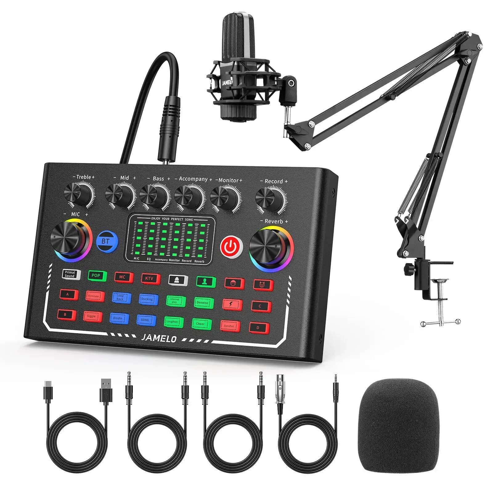 Mixe audio Pro-Game a 8 canali - Scheda audio multipiattaforma Janelo F009 con monitoraggio della latenza zero per streaming live Twitch/youtube