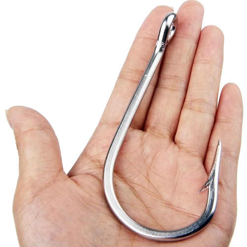 5 pezzi ami da pesca in acciaio inossidabile per acqua salata grandi ami giganti di squalo 7691 grandi ami da pesca per tonno alligatore grande gioco di pesca