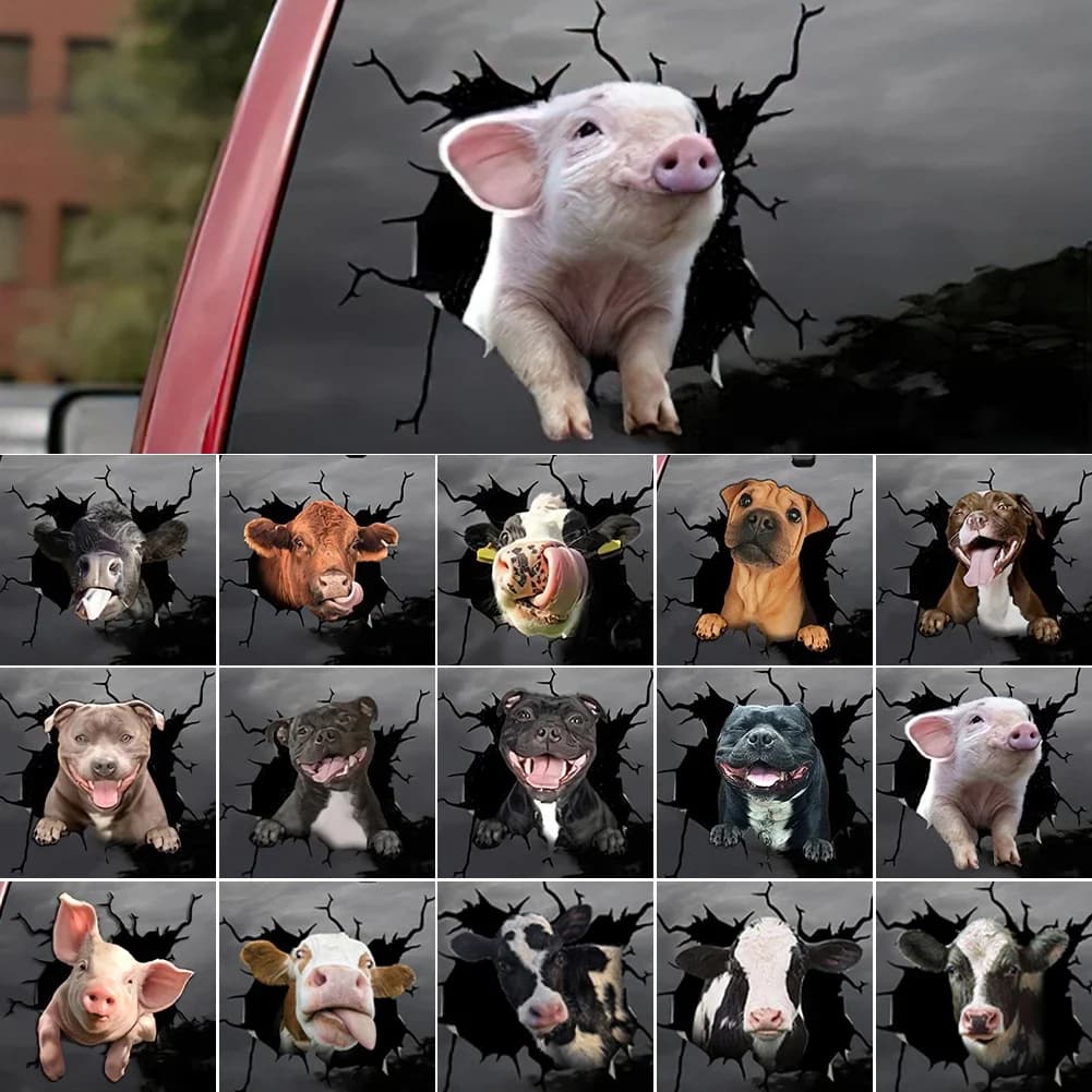 Adesivi per Auto animali impermeabile PVC Auto Scratch Occlude 3D simulazione decalcomania elettrostatica finestra Auto decorazione della casa