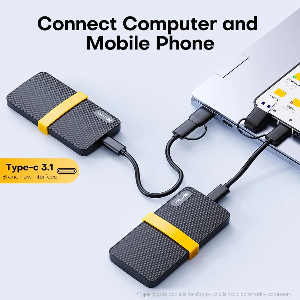 KODAK X200 SSD portatile 1TB Type-C USB3.1 disco rigido esterno 512GB 256GB per laptop Smartphone PC