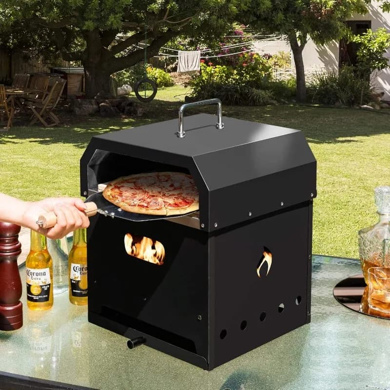 2 Tier Detachable Wood Burning Outdoor Pizza Oven Complete Set With Pizza Stone Peel Cover Cooking Grill For Garden Use