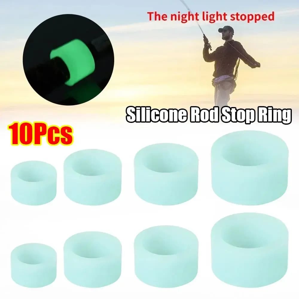 10 pezzi durevole canna da pesca in silicone cerchio antiscivolo luminoso che assorbe il sudore maniglia cintura avvolgente nastro antiscivolo