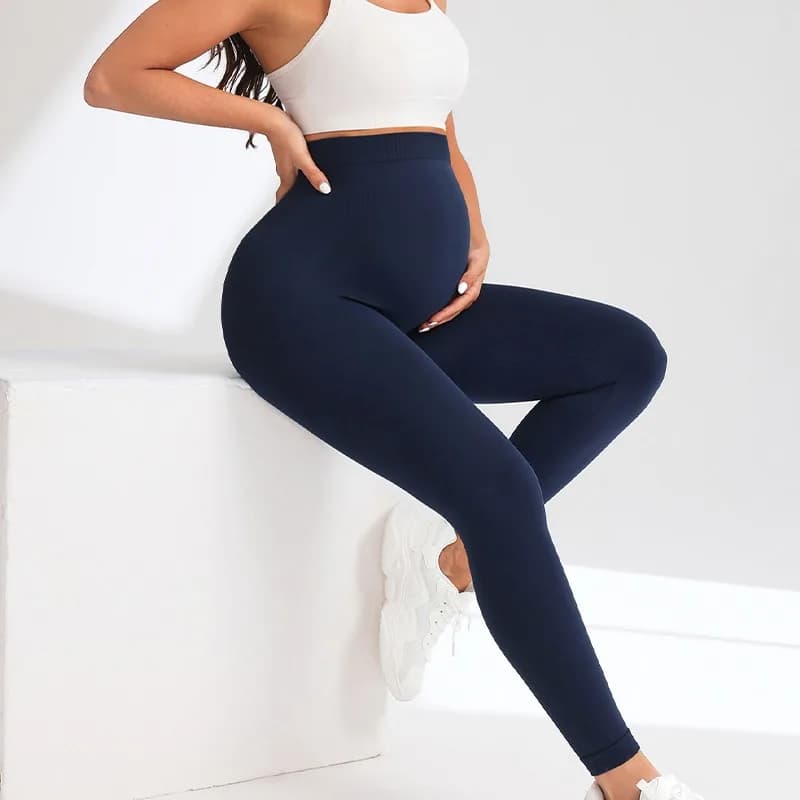 Nuovi pantaloni da yoga lavorati a maglia senza cuciture Leggings da gravidanza a vita alta Abiti premaman per donne incinte Pantaloni lunghi per il corpo di supporto della pancia