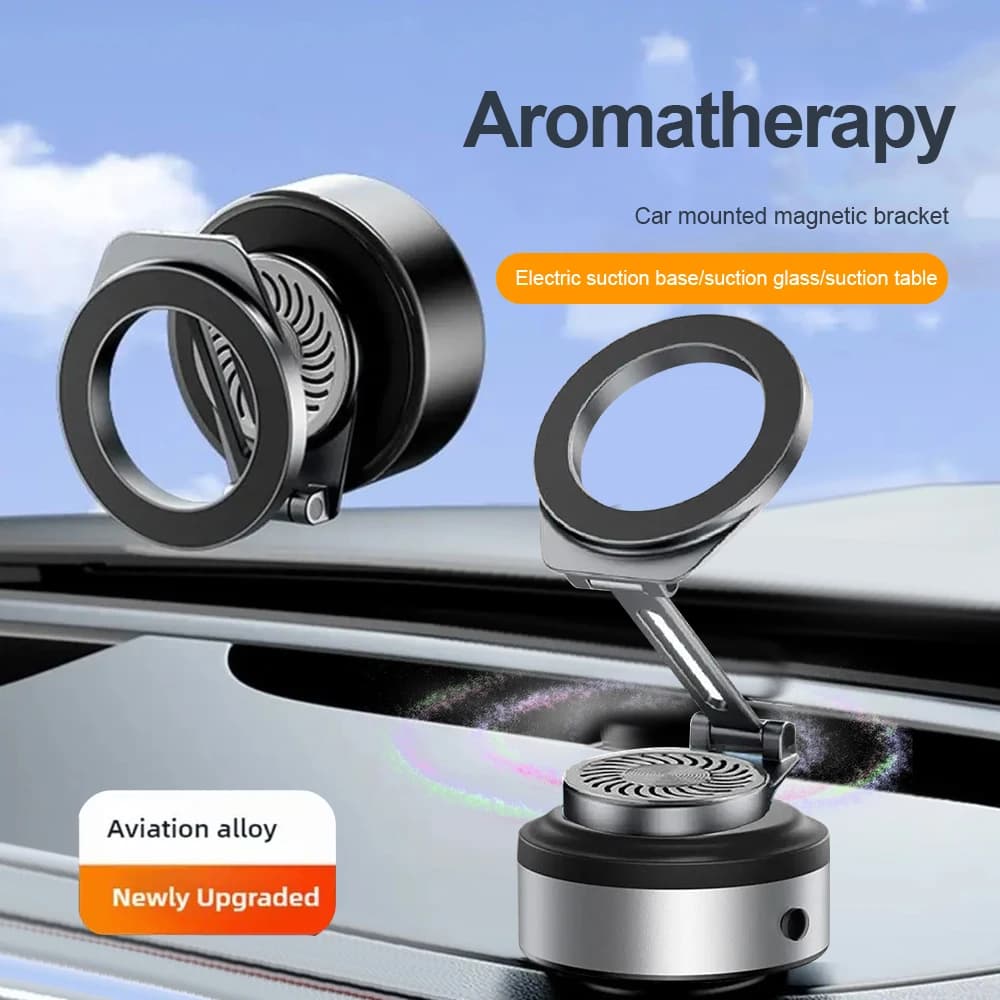 Supporto per telefono per auto con ventosa elettrica a vuoto Supporto pieghevole magnetico Staffa di rotazione a 360 gradi con aromaterapia per telefoni