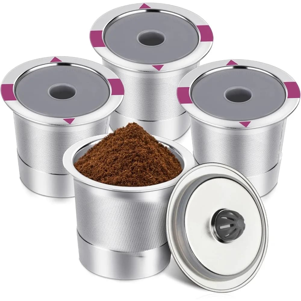 Universal Stainless Steel K Cups,Reusable Coffee Pods,Refillable Single K Cups Built-in for K 2.0 and 1.0 Coffee Maker