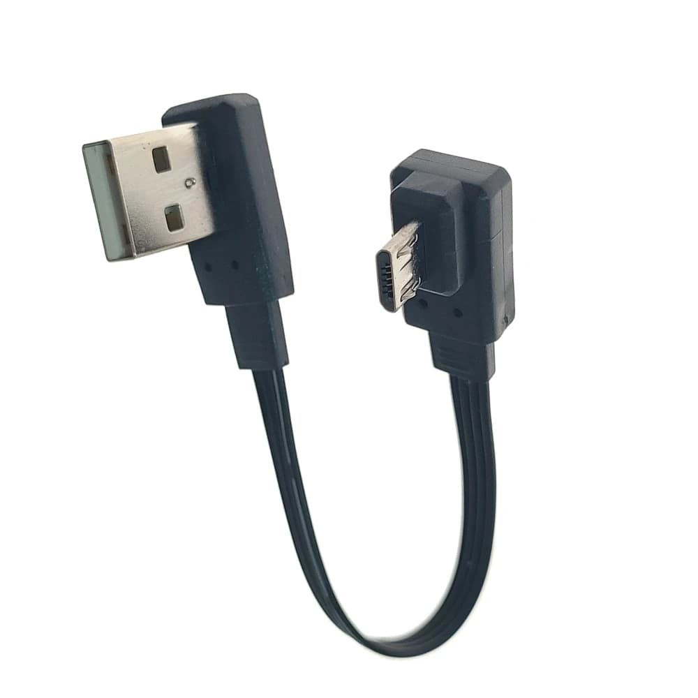 Cavo di ricarica dati Micro USB da 0,1 M-1 M, cavo piatto, gomiti superiori, inferiori, sinistro e destro montati su auto, flessibile universale per telefono Android
