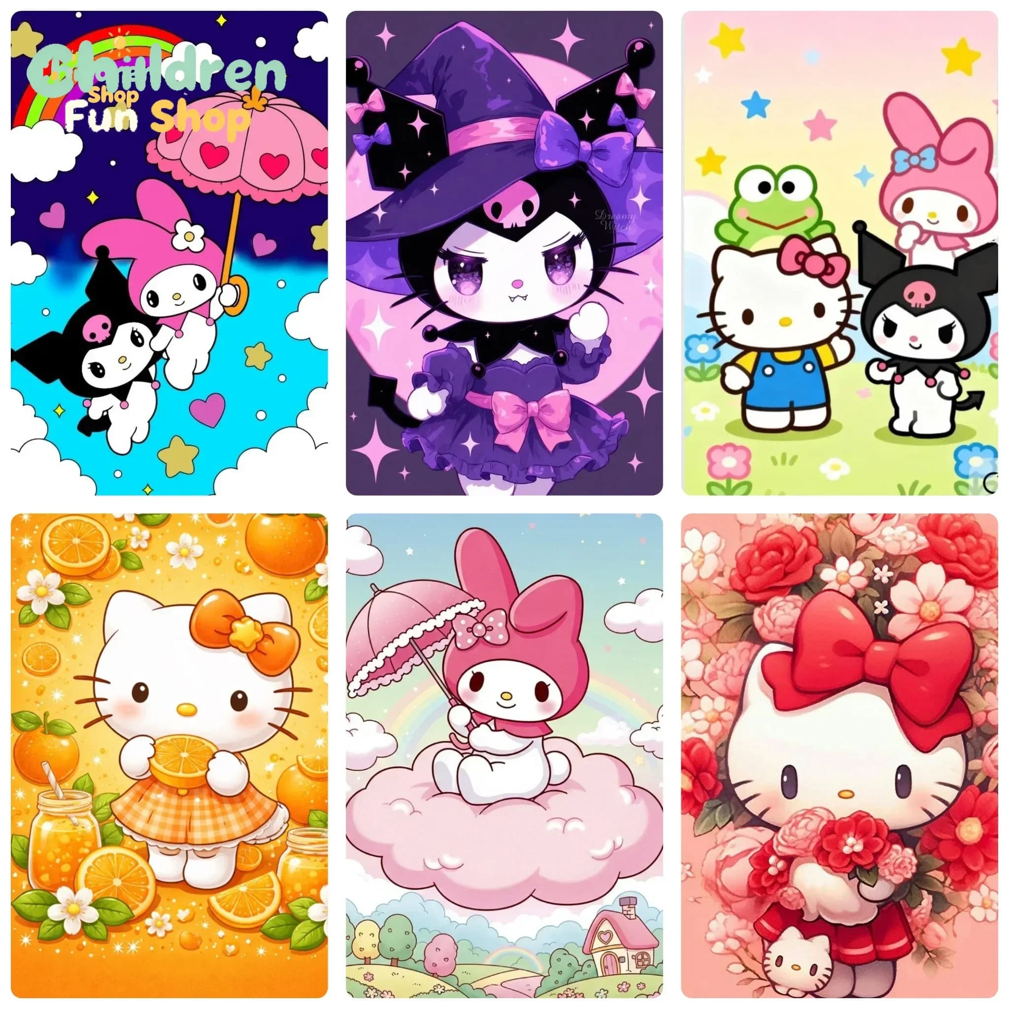 DIY Cute Sanrio Character Diamond Painting, Sweet Hello Kitty And Kuromi For Living Room Wall Decoration Exquisite GiftNo Fram
