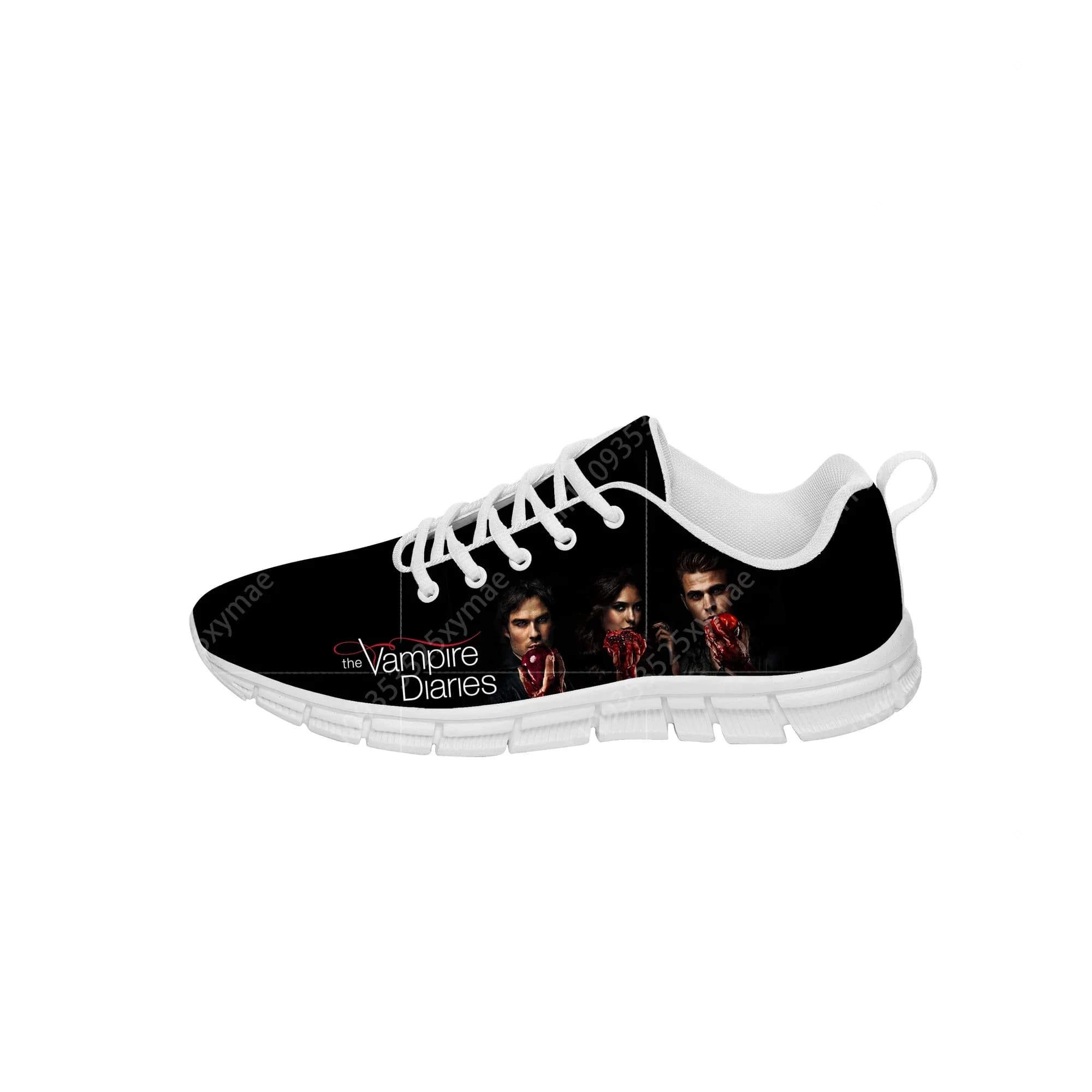 The Vampire Diaries Sneakers Men's and Women's casual sneakers for teenagers, canvas running shoes, 3D printing, light shoes, black
