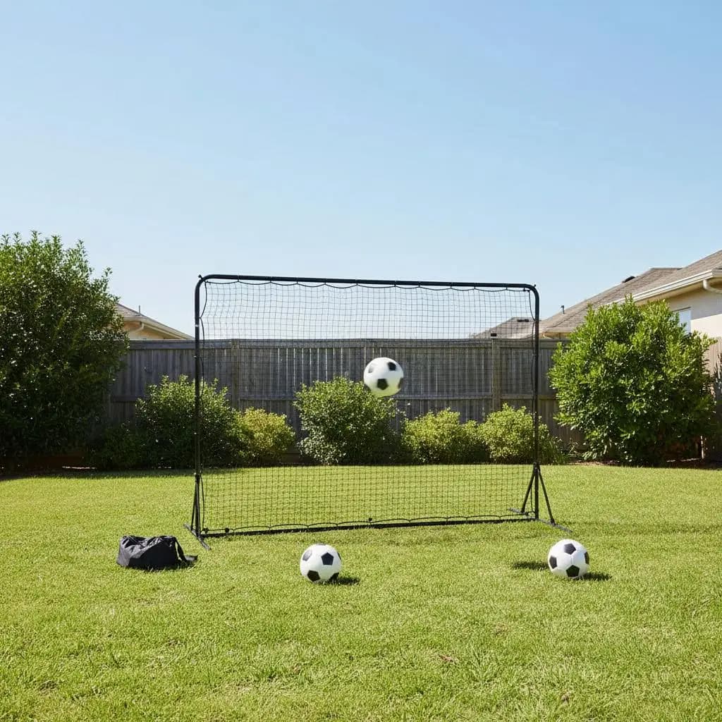 Schermo per allenamento di calcio 12x6FT per pratica in giardino, allenamento individuale, passaggi di palla, telaio in metallo, borsa per il trasporto, sport ed esercizio fisico