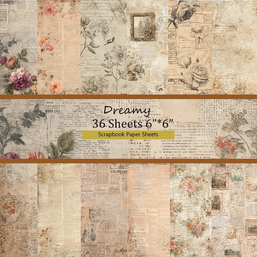 36 Sheets 6"x6" Scrapbook Paper Pack: Abstract Brush Stroke/Watercolor Prints for Scrapbooking, Origami & Art Journal .