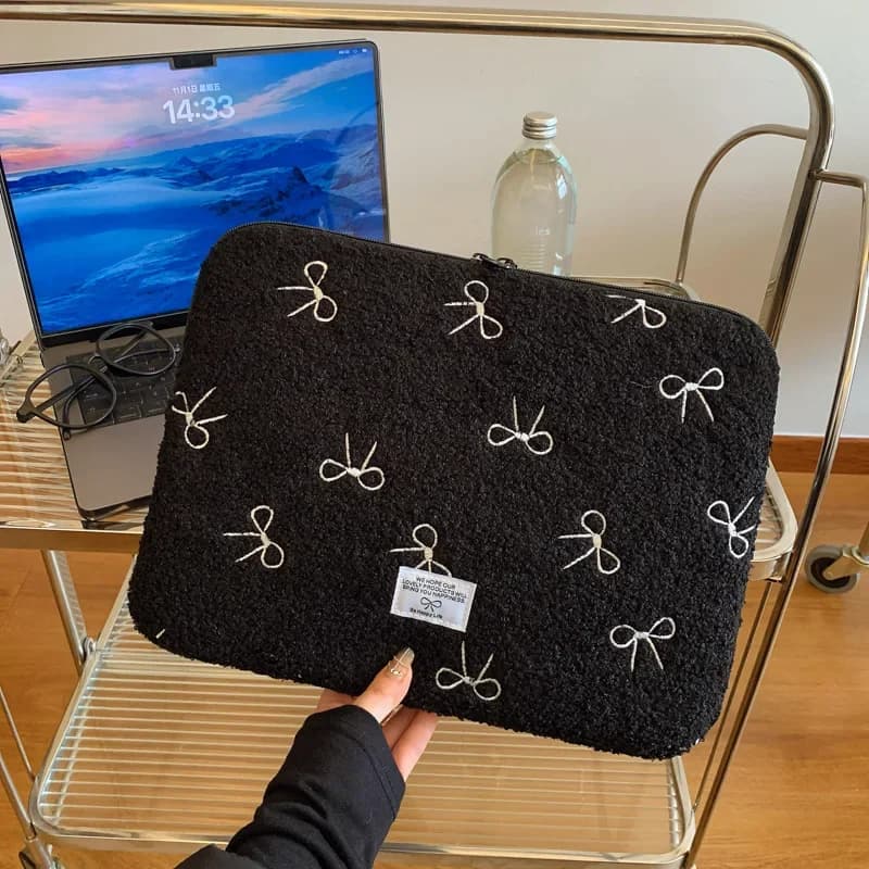 Nuovo simpatico fiocco custodia per laptop borsa 11 13 13.3 13.6 14 pollici borse da trasporto per Ipad Macbook Asus HP Lenovo Samsung Huawei