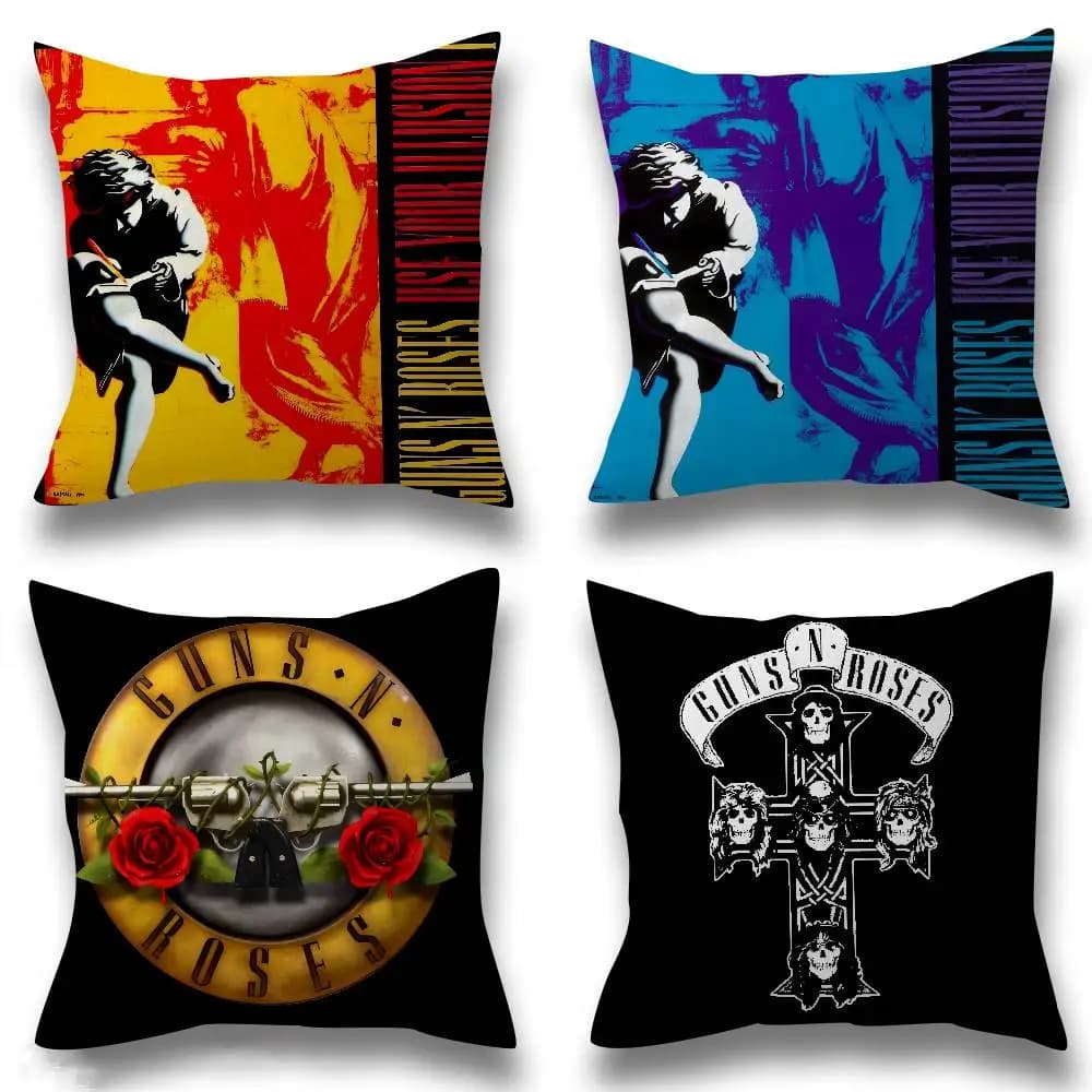Rock Music Band G-Guns N Roses Federa decorativa per cuscino, decorazione per la casa, camera da letto, divano, letto, copricuscino 45x45