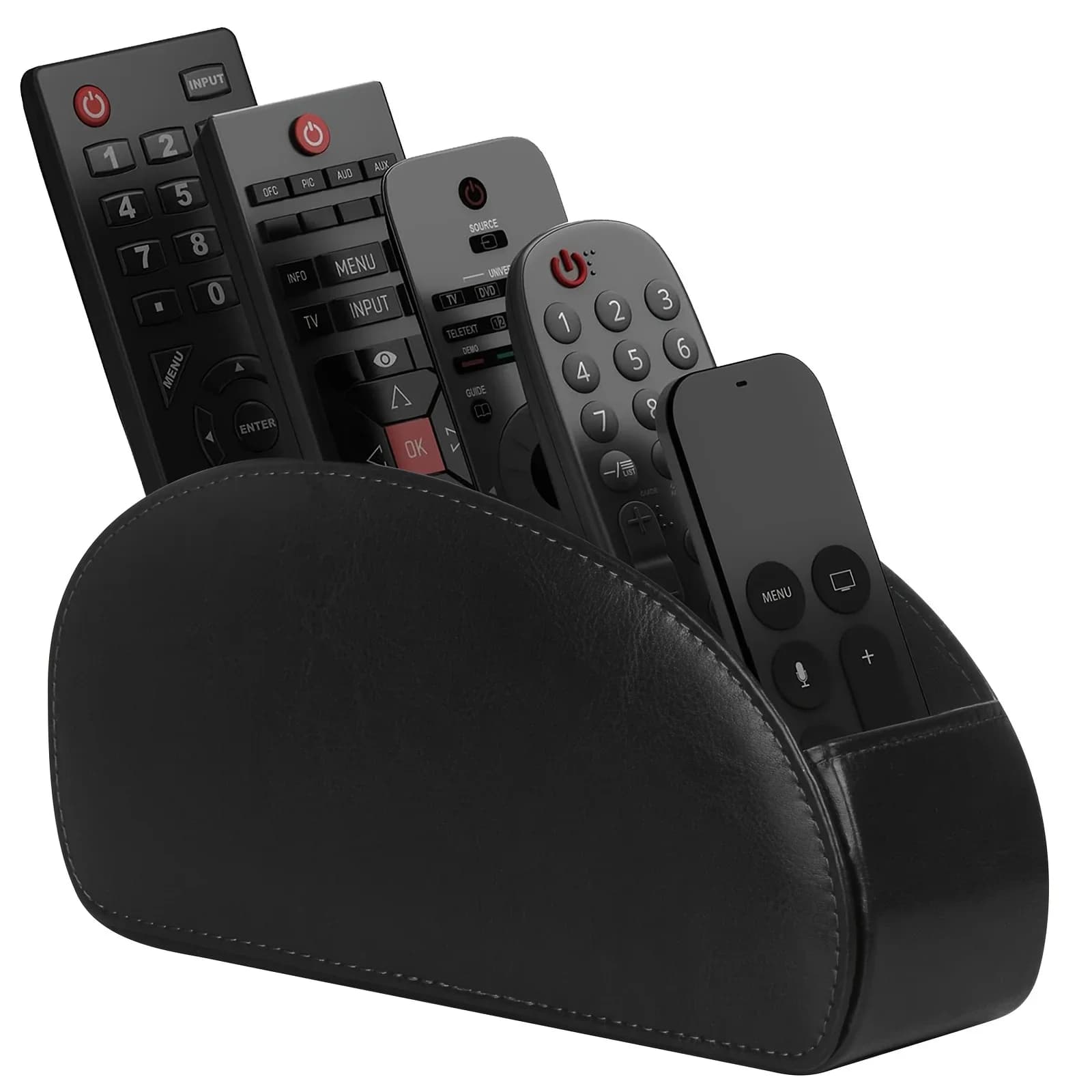 Organizzatore in pelle PU a 5 griglie, telecomando, supporto per telefono e TV, scatola portaoggetti da scrivania, pennello per cosmetici