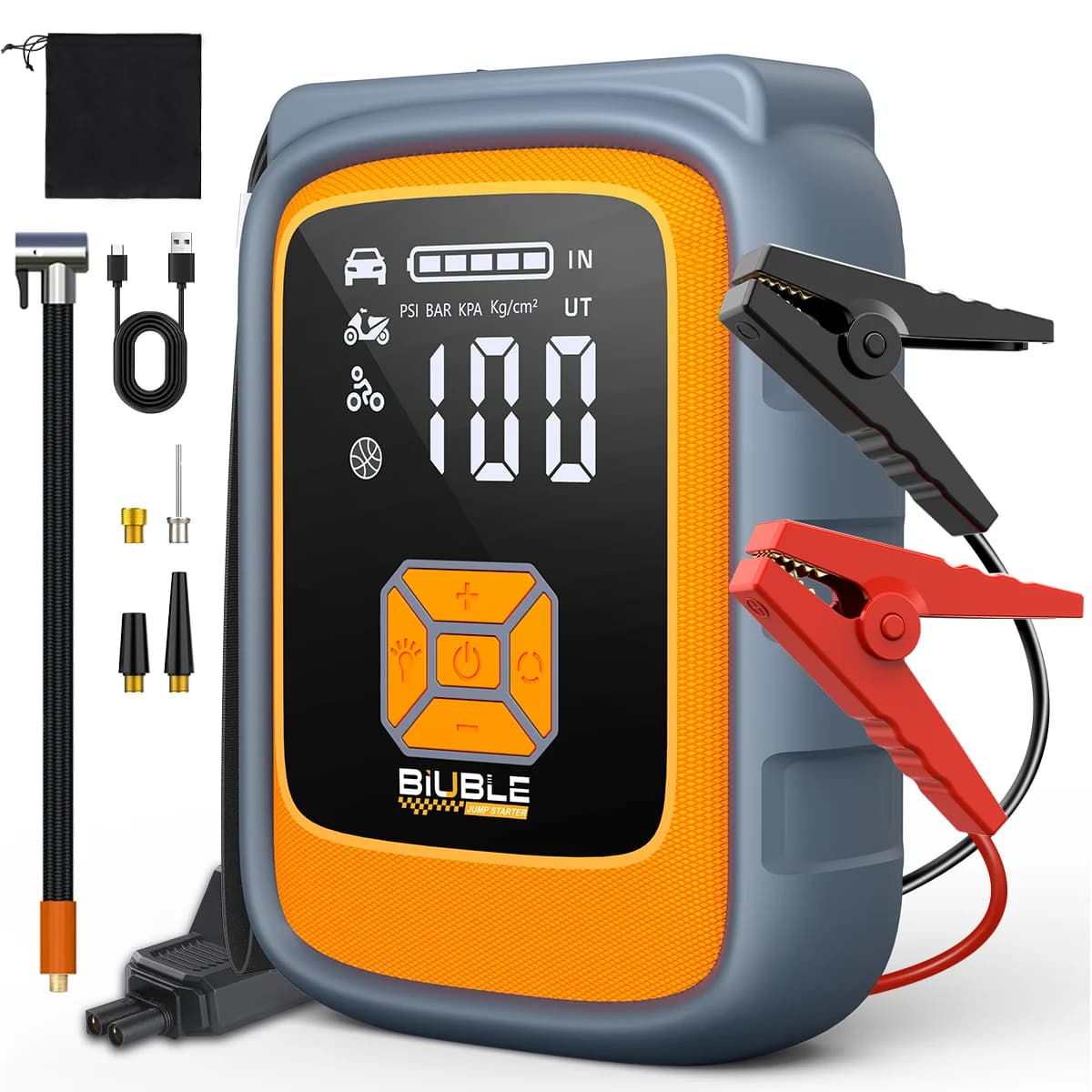 9000A 12V Portable 12L gas booster and 10L diesel LCD display USB fast charging LED light