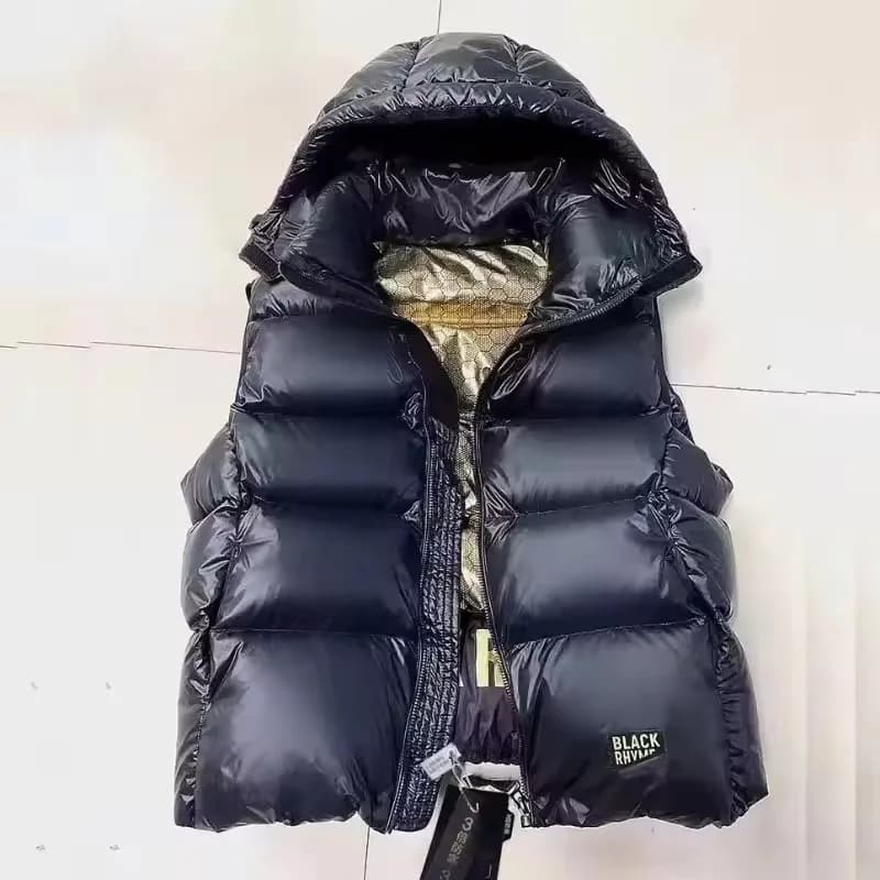 Cappuccio staccabile Imbottiture Gilet da donna corto Puffer Outwear 2025 Autunno Inverno Nuova moda Allentato Spessore Caldo Puffer Gilet femminile