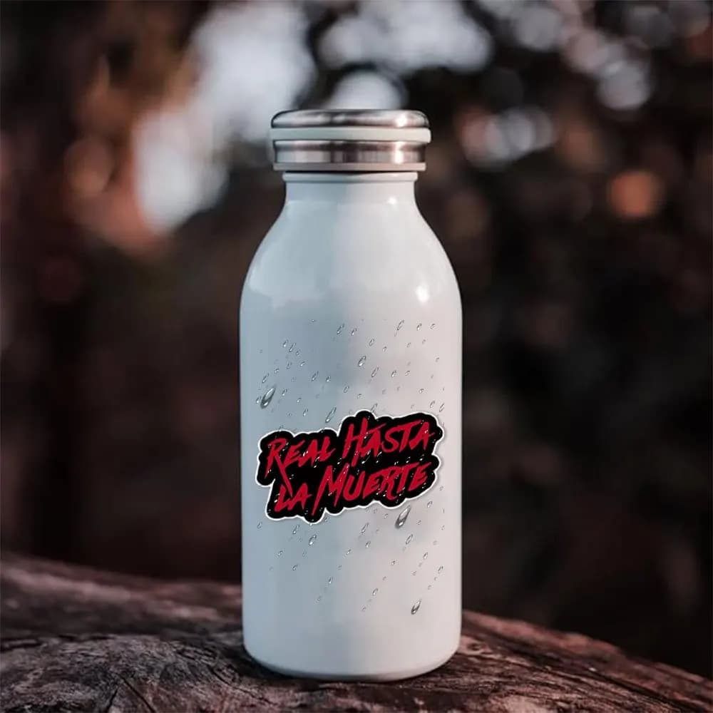 Adesivo in vinile impermeabile Real Hasta La Muerte, decalcomania resistente ai raggi UV per bottiglie d'acqua, caschi da moto, auto, bici e scooter