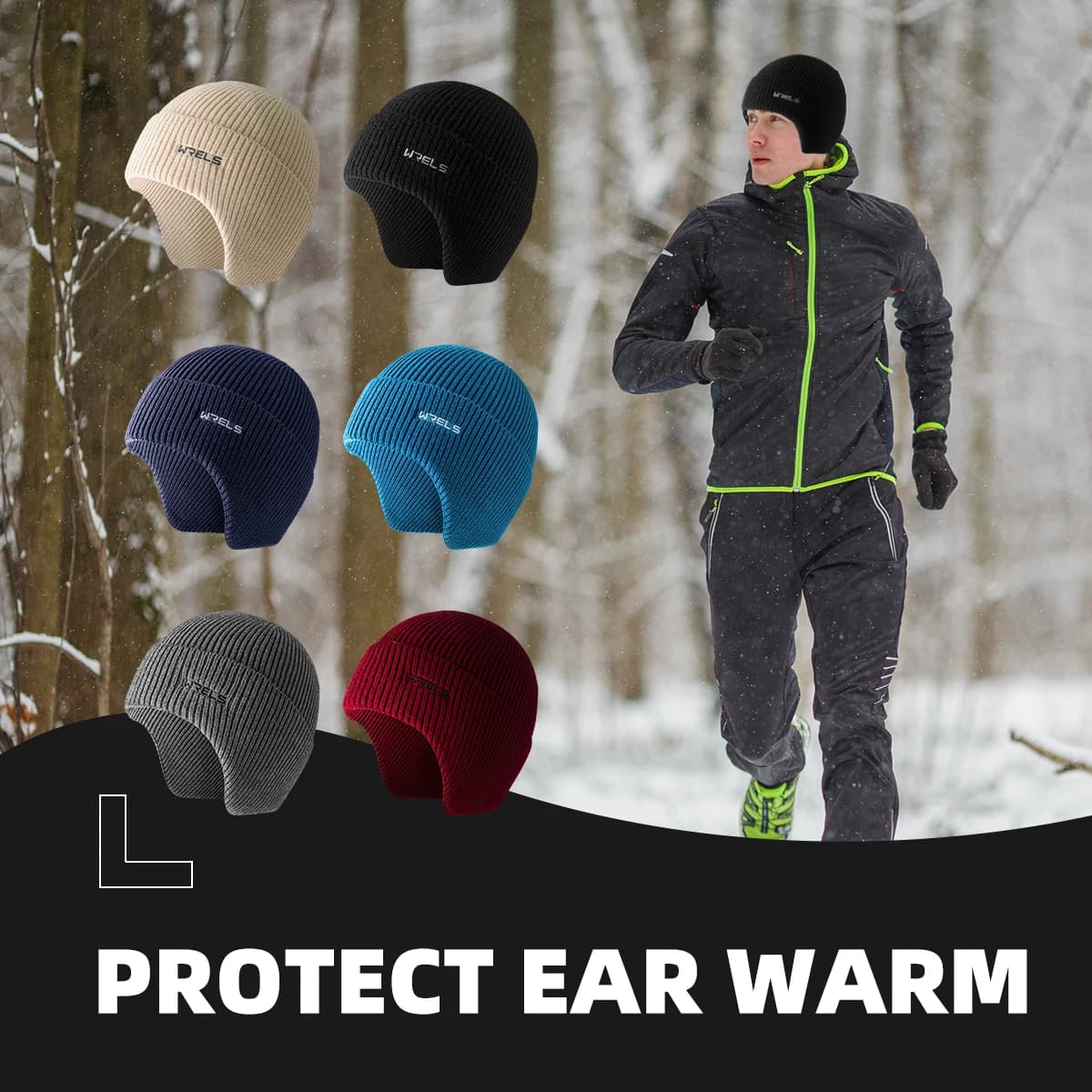 WRELS Cappello invernale con paraorecchie Cappello pullover caldo Cappello berretto ispessito Cappello con paraorecchie lavorato a maglia Morbido ciclismo all'aperto Protezione per le orecchie da corsa