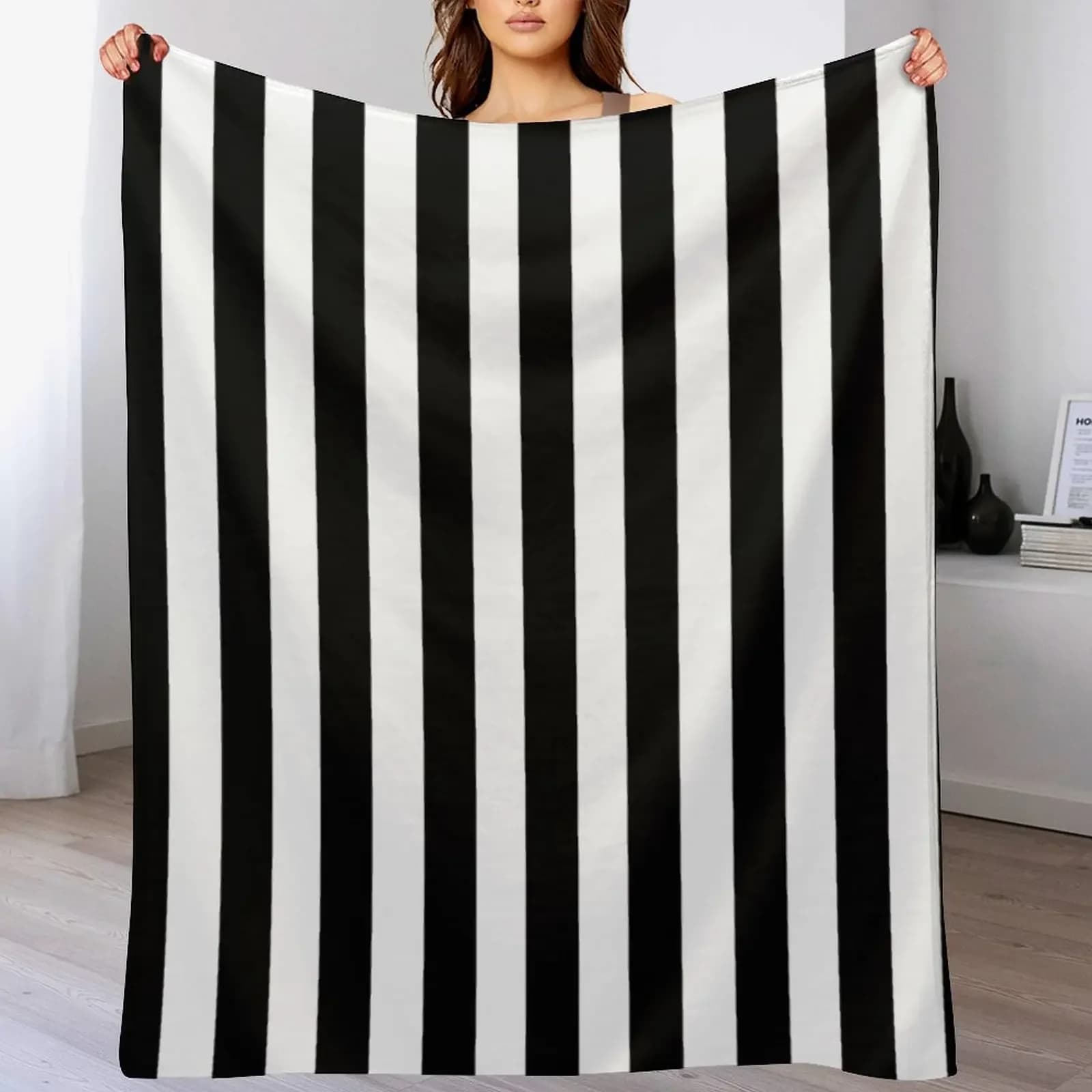 Coperta con Copripiumino a Righe Bianche e Nere, Resistente alle Pieghe, Leggera