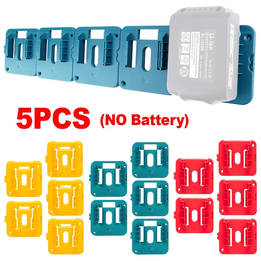 1-5PCS Battery Holder Battery Storage Rack for Dewalt/Makita/Milwaukee 18V Li-ion Battery Wall Mount Tool Bracket Fixing