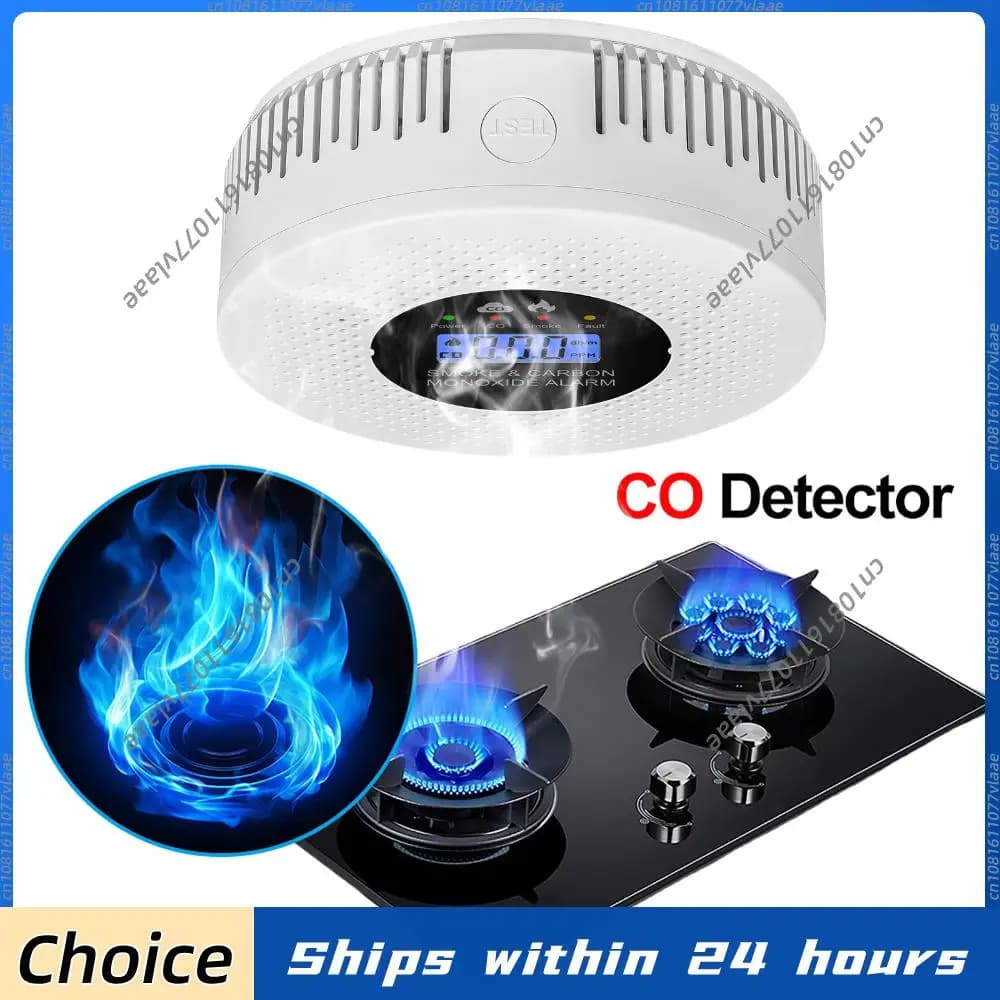 Smoke and Carbon Monoxide Detector Powered by Battery 2 in 1 Fire Alarm Smoke Detector for House Apartment Kitchen