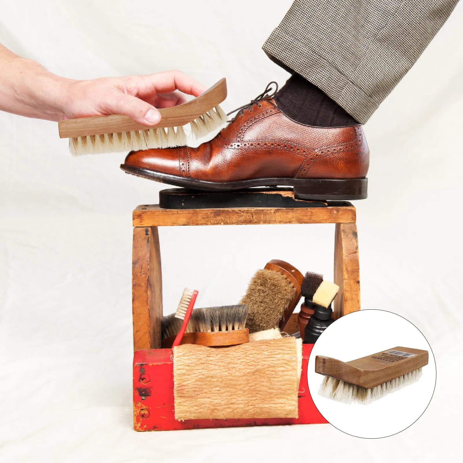 2 Spazzole in Crine di Cavallo per Lucidatura Scarpe, Strumento ad Alte Prestazioni per Brillantezza, Accessori Leggeri e Portatili per la Cura delle Calzature