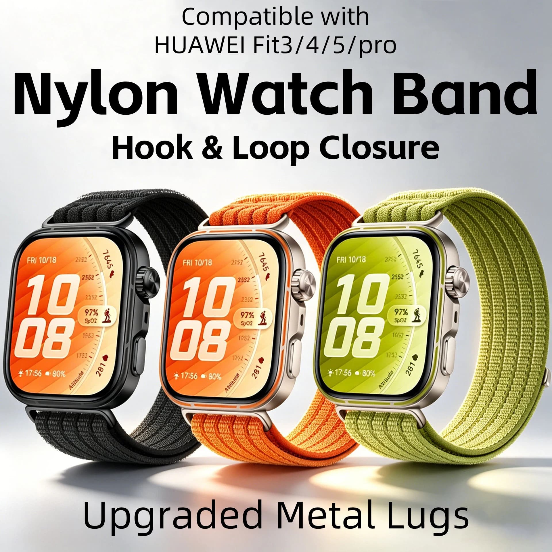 Suitable for Huawei Fit5/5Pro Watch Strap Nylon Fit4/4Pro Same Style Five-Ring Nylon Loop Fit3 Velcro Strap
