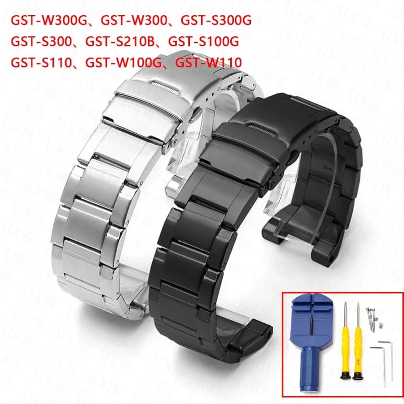 Cinturino in acciaio inossidabile per Casio G-Shock G-STEEL GST-W300G S300G 400G B100 S310 Uomo Sostituisci cinturino in metallo con strumento