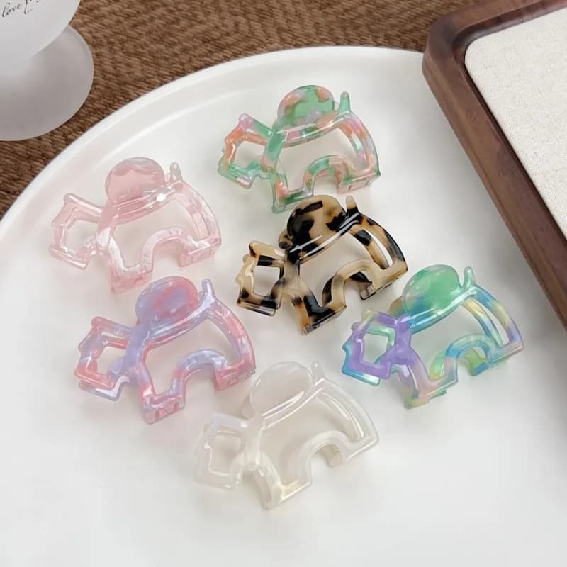 Hollow Dog Floral Print Acetate Hair Claw Minimalist Elegant Ponytail Clip Sweet Fashion Hair Accessory Dating Versatile Decor