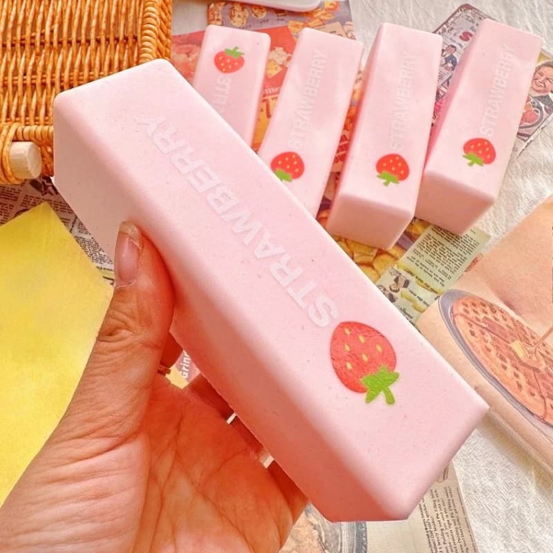 1 Pezzo Giocattolo Squishy a Lenta Risalita a Forma di Bastoncino di Formaggio Rosa con Fragola, Giocattolo Sensoriale Antistress da Spremere, Regalo per Bambini e Adulti