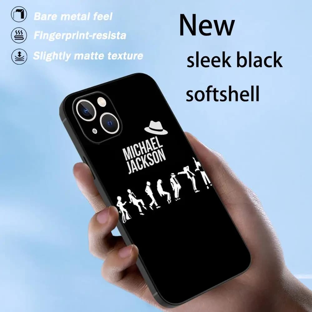 Dance King Michael Jackson Phone Case For iPhone 17 16 e 15 14 13 12 Plus Mini Pro Max Soft black Shockproof Cover