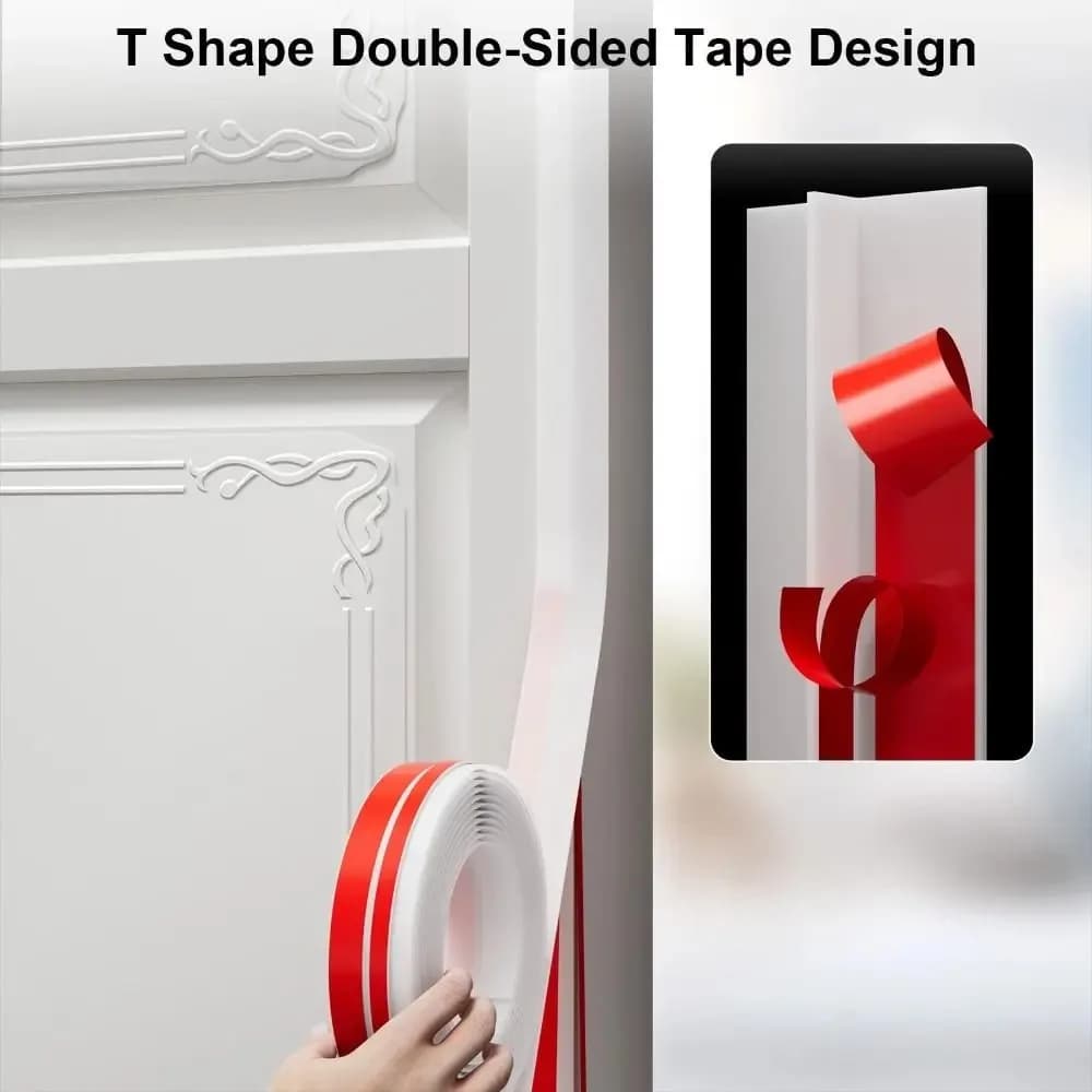1 Pezzo Guarnizione Adesiva in Silicone a T da 1/3 Metri per Porta, Striscia Sigillante Antivento per il Fondo della Porta