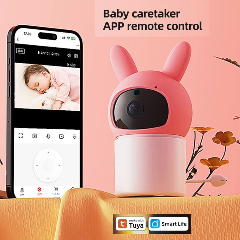 DANMINI Tuya Smart 1080P Baby Monitor Telecamera 2.4Ghz WIFI Telecamera IP interna Baby Monitor Telecamera PTZ Monitoraggio della temperatura bidirezionale