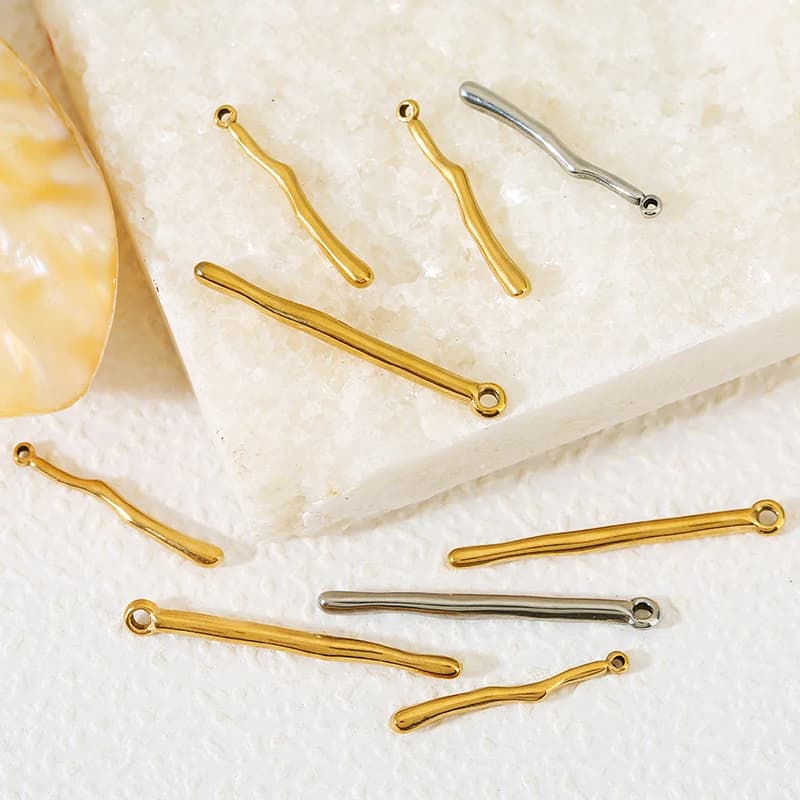 5pcs Stainless Steel Retro Long Pole Charms Alien Long Stick Pendant for DIY Women Necklace Earring Jewelry Making Accessories