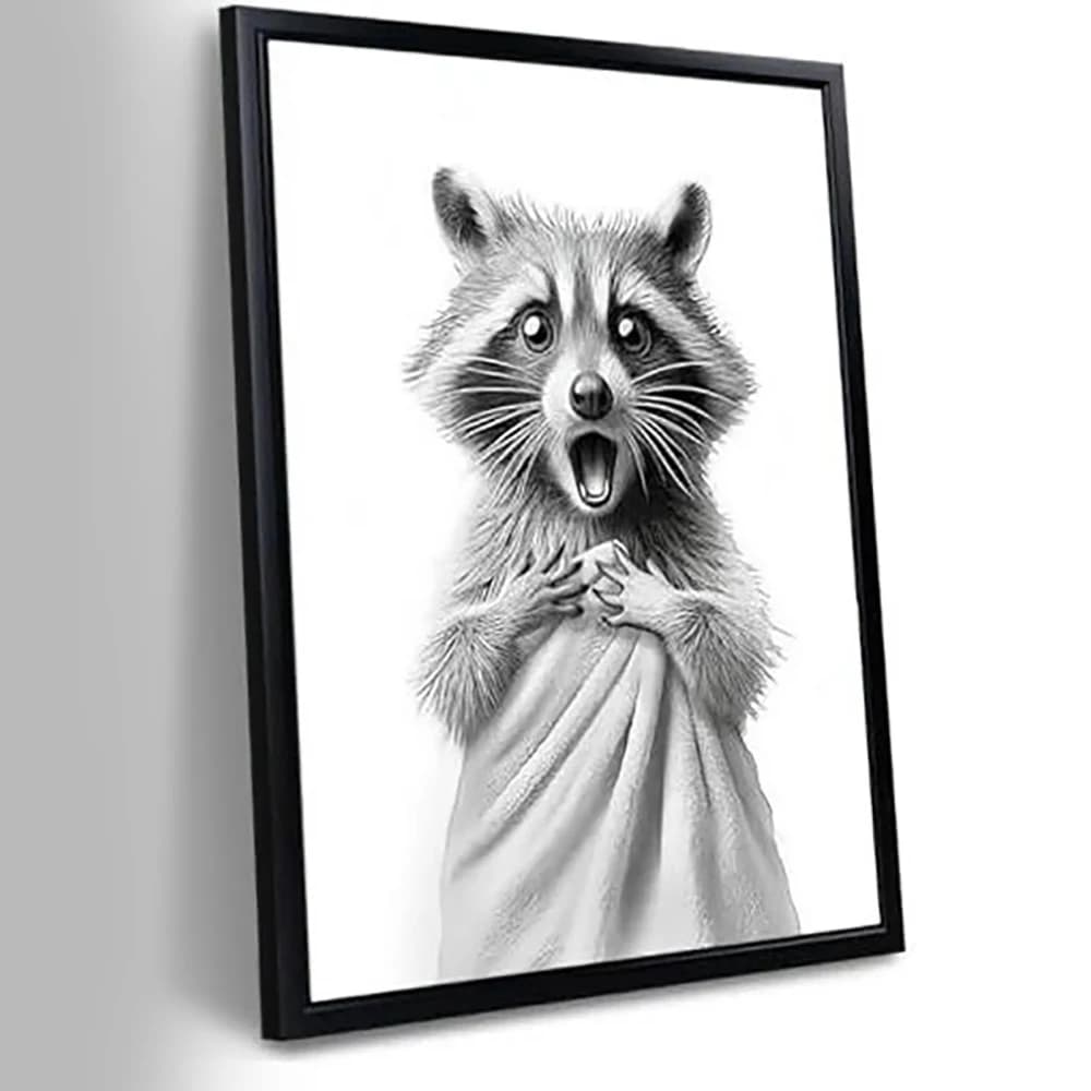 Raccoon Bathrobe Toilet Humor Kids Bathroom Poster and Prints Bathroom Canvas Wall Art Paintings Animal Art Decor Picture