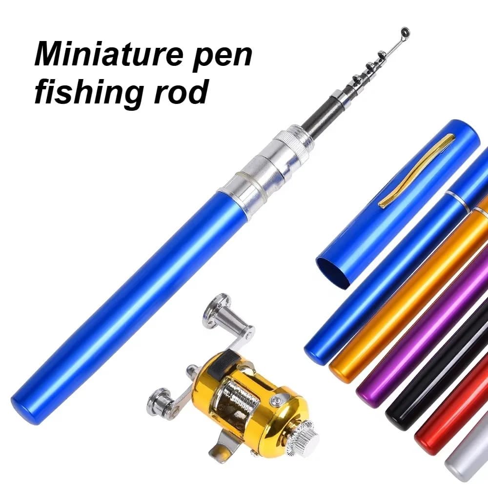 Mini canna da pesca portatile in acciaio, set canna da pesca tascabile in alluminio con custodia a penna