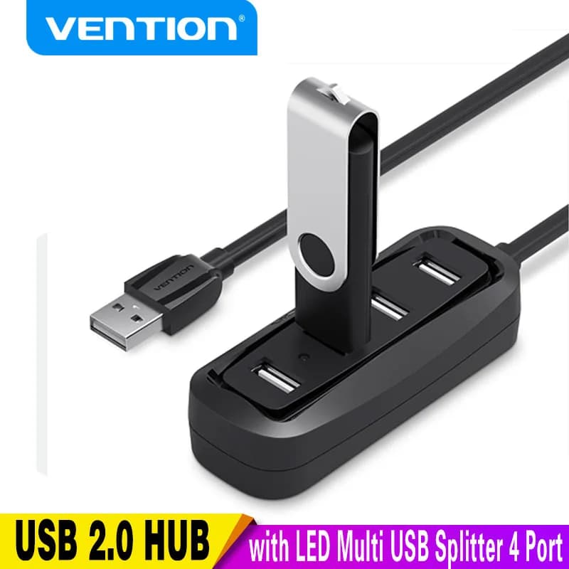 Vention USB 2.0 HUB 4 porte con LED Multi USB Splitter per Lenovo Xiaomi MacBook Pro Air Accessori per computer Laptop HUB USB 2.0