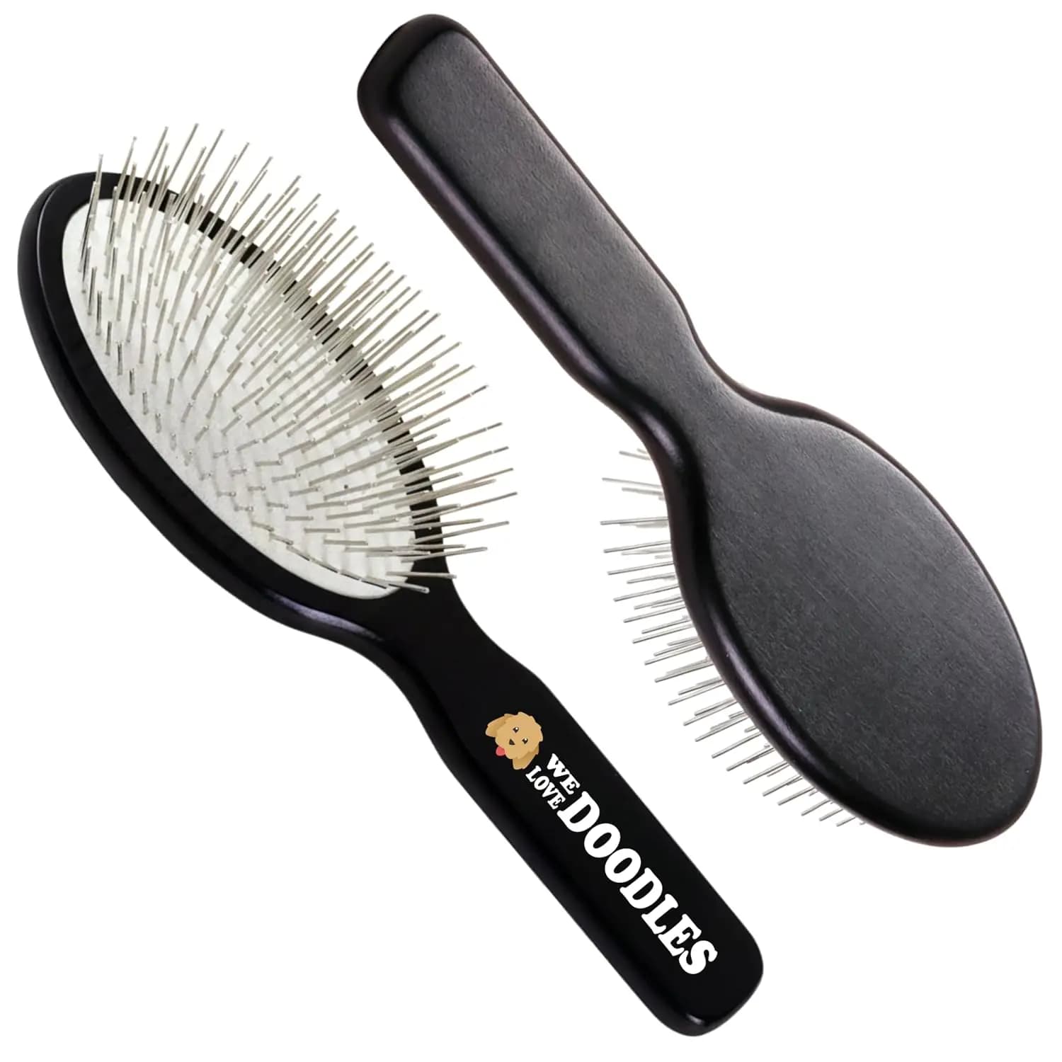 Pet Grooming Pin Brush for Dogs, Detangler & Shedding Remover, Lightweight Beech Wood (Silver Pins)