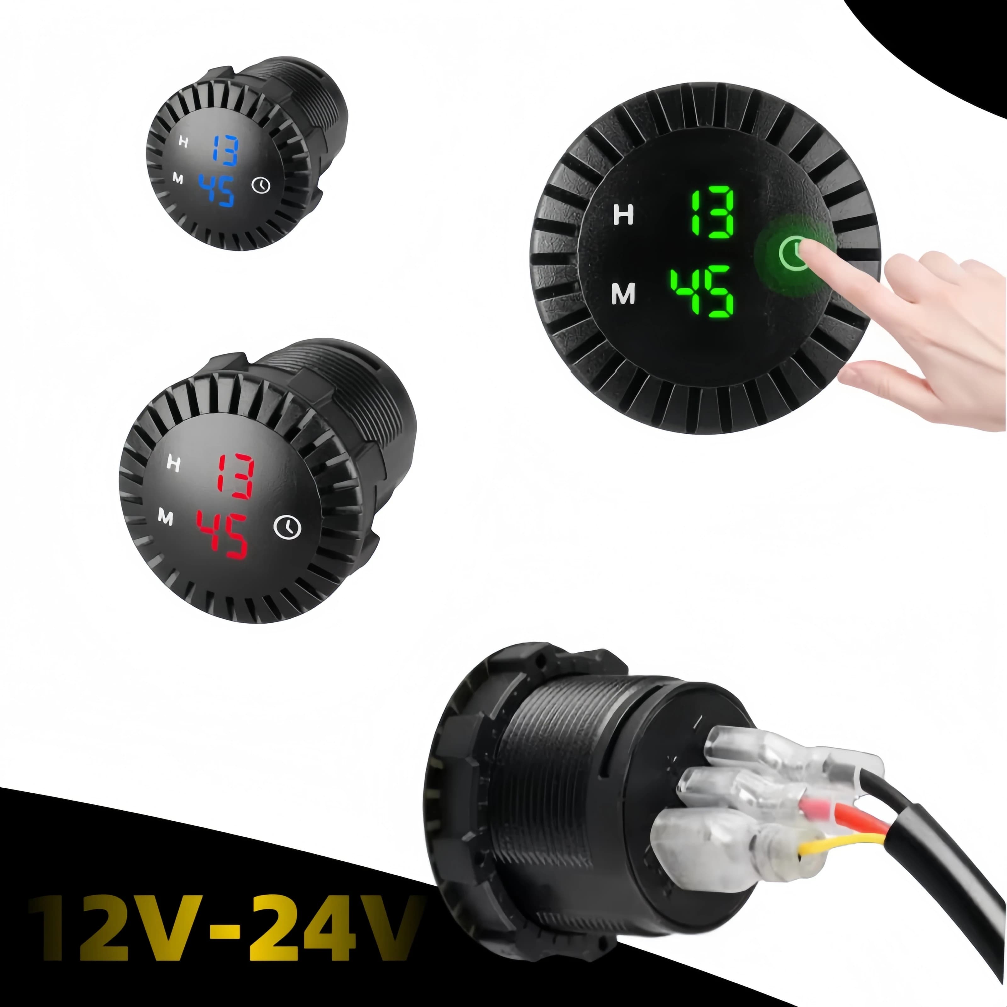Universal Charger for Light Switch Digital Watch Accurate for Auto Touch Screen Waterproof LED Display for Auto Boat 12V 24V