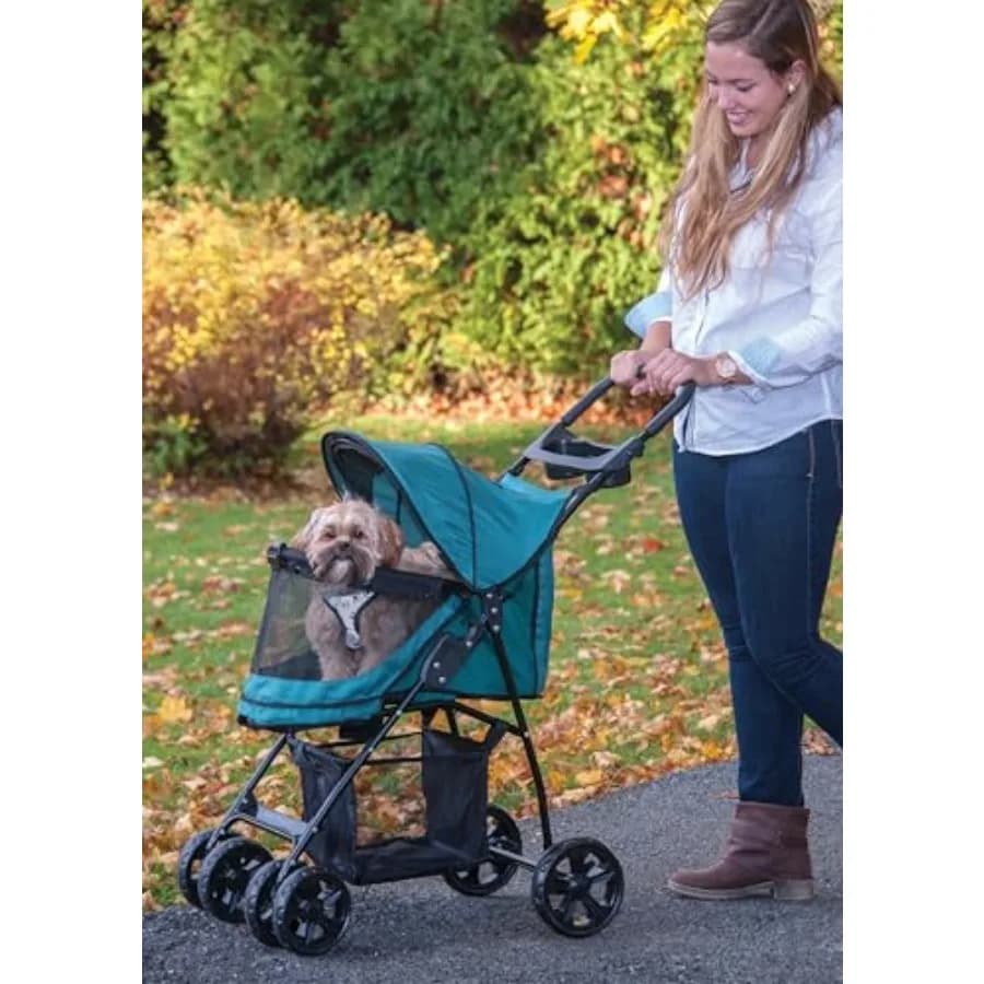 Passeggino per Animali Domestici Pet Gear No-Zip Happy Trails Lite per Gatti/Cani, Ingresso Senza Cerniera, Facile da Piegare con Fodera Rimovibile, Cintura di Sicurezza
