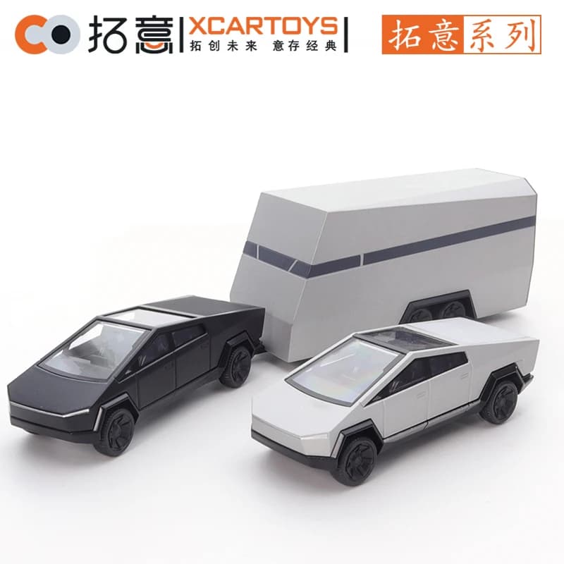 XCarToys 1/64 Tesla Cybertruck with Trailer Alloy Diecast Model Car Toy Collection Gift Boy 12+y Diecasts & Toy Vehicles